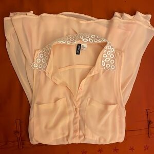 Sheer peach button-up dress